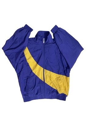 Vintage BAW Athletic Wear Windbreaker Jacket Purple Yellow Full Zip S